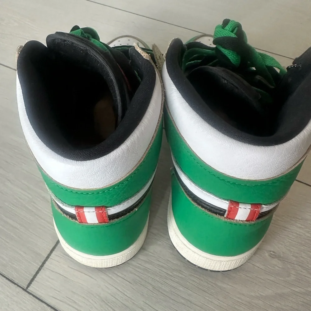 Nike High-Top Sneakers in Green, White, and Black - Picture 6 of 9